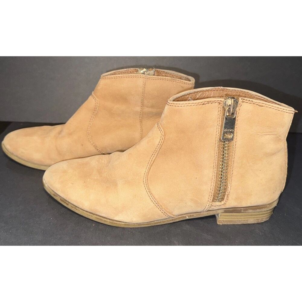 Aldo Booties Tan Leather Zip Up‎ Size 6.5 Boho Hippy Cottagecore